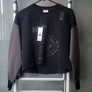 New Gymshark Black & DarkGray 2 tone Cropped Sweater size S